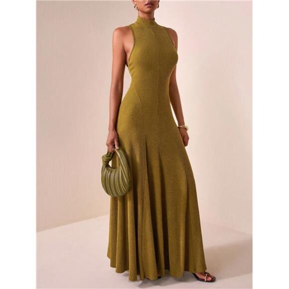 NEW - Small Stand-Up Collar, Sleeveless, Umbrella Skirt, Super Long Dress - Picture 1 of 8